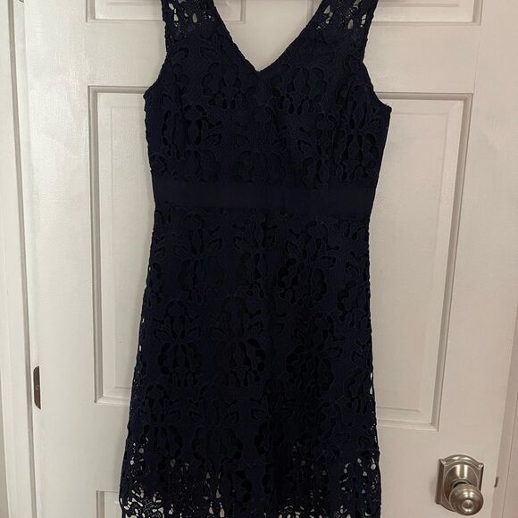 NWOT Banana Republic navy lace dress,8P - Picture 6 of 6